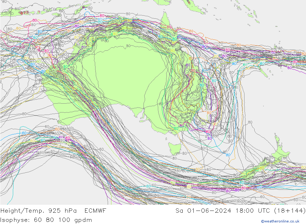 Height/Temp. 925 hPa ECMWF So 01.06.2024 18 UTC