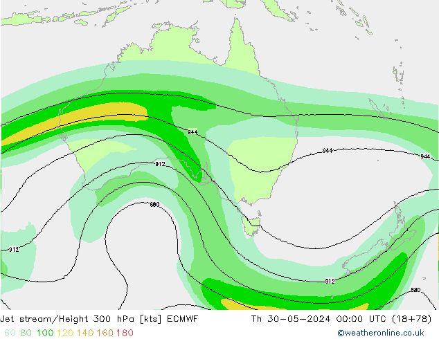 Jet stream/Height 300 hPa ECMWF Th 30.05.2024 00 UTC