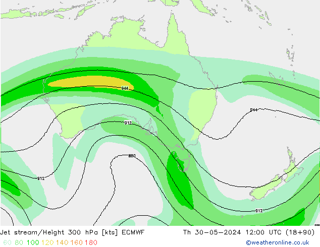 Jet stream ECMWF Qui 30.05.2024 12 UTC