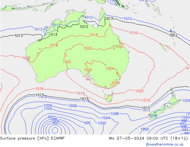 Bodendruck ECMWF Mo 27.05.2024 06 UTC