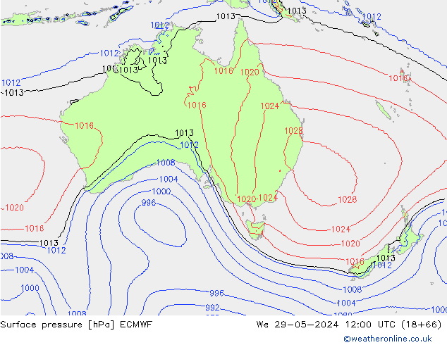 Bodendruck ECMWF Mi 29.05.2024 12 UTC