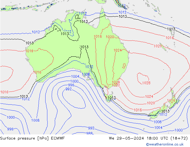 Bodendruck ECMWF Mi 29.05.2024 18 UTC
