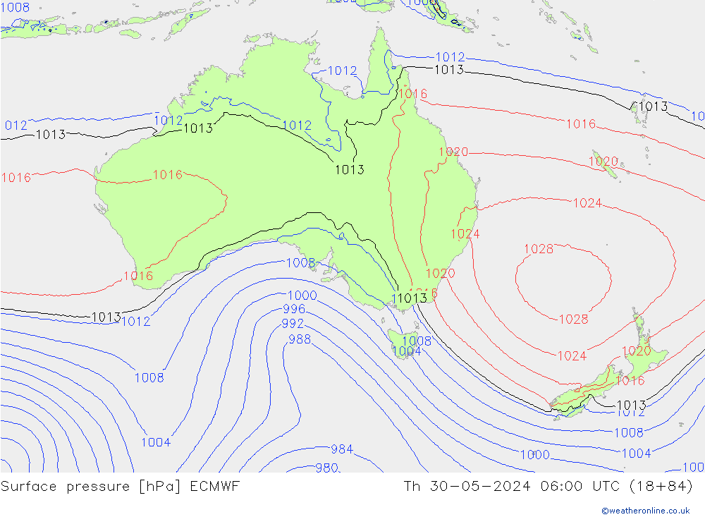 Luchtdruk (Grond) ECMWF do 30.05.2024 06 UTC