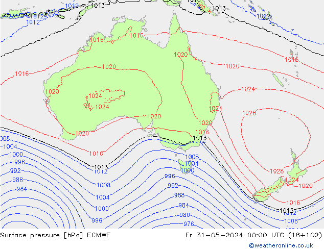 Surface pressure ECMWF Fr 31.05.2024 00 UTC