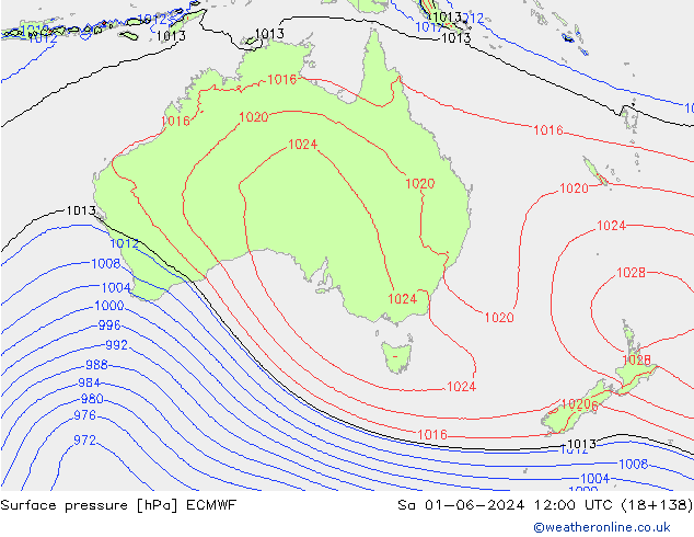 Surface pressure ECMWF Sa 01.06.2024 12 UTC