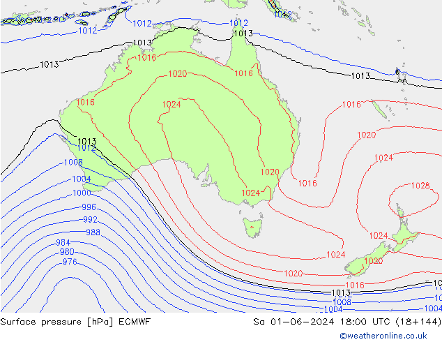 Atmosférický tlak ECMWF So 01.06.2024 18 UTC