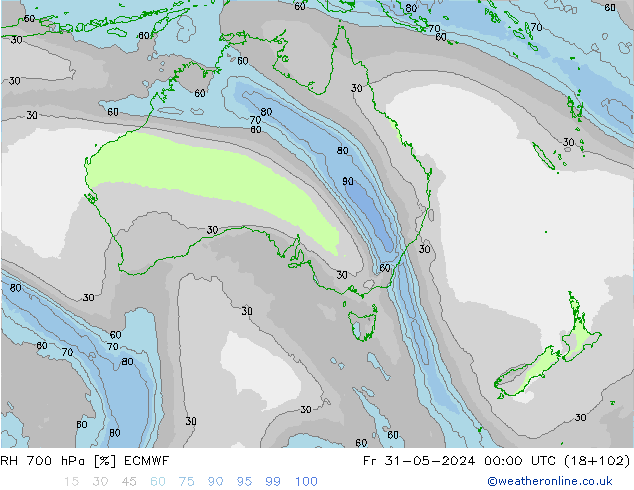 RH 700 hPa ECMWF Fr 31.05.2024 00 UTC