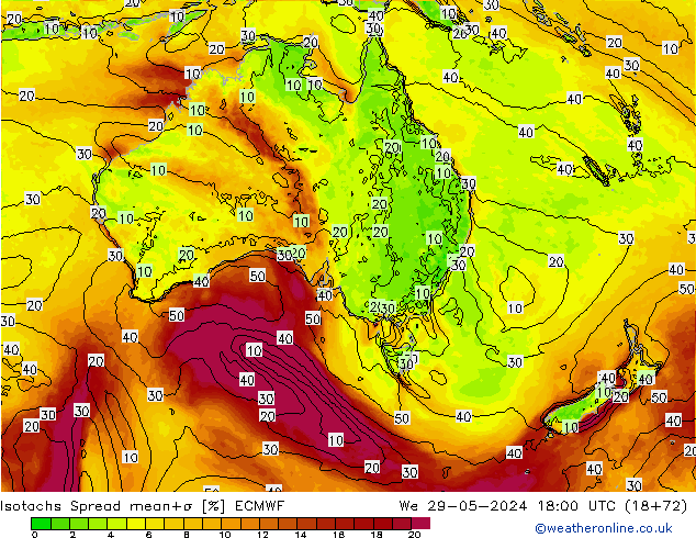 Isotachs Spread ECMWF ср 29.05.2024 18 UTC