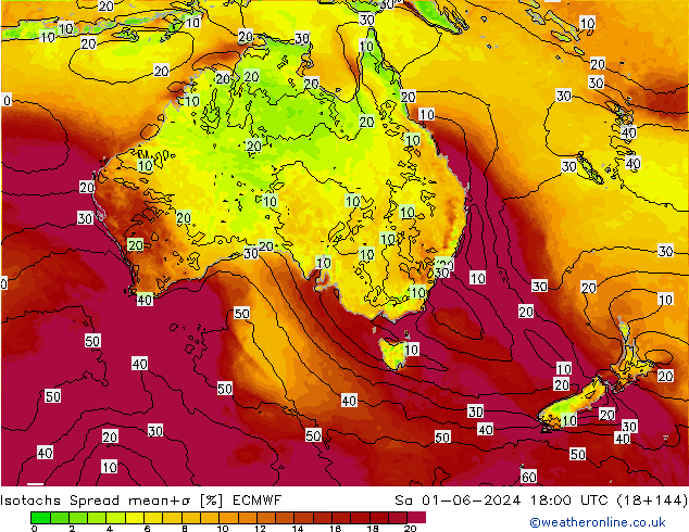 Isotachs Spread ECMWF сб 01.06.2024 18 UTC