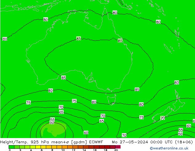 Height/Temp. 925 hPa ECMWF Mo 27.05.2024 00 UTC