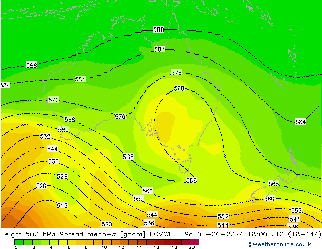 Height 500 hPa Spread ECMWF Sa 01.06.2024 18 UTC