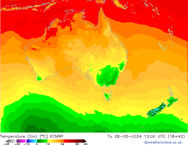 Temperatura (2m) ECMWF Ter 28.05.2024 12 UTC