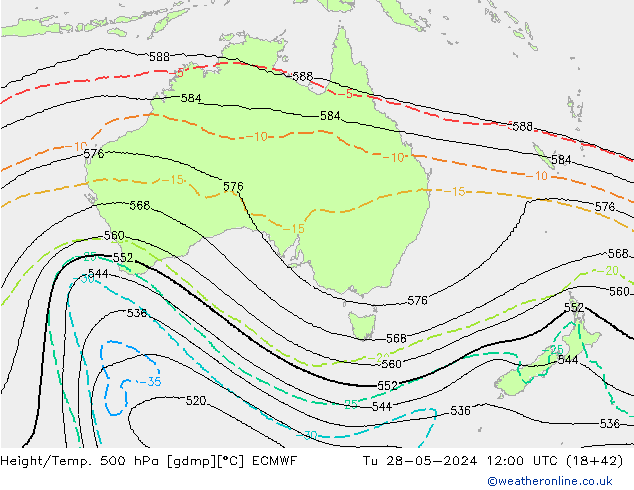 Yükseklik/Sıc. 500 hPa ECMWF Sa 28.05.2024 12 UTC