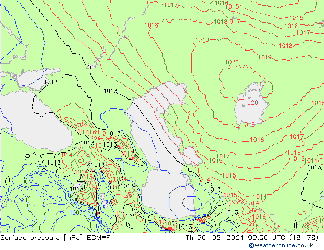 Surface pressure ECMWF Th 30.05.2024 00 UTC