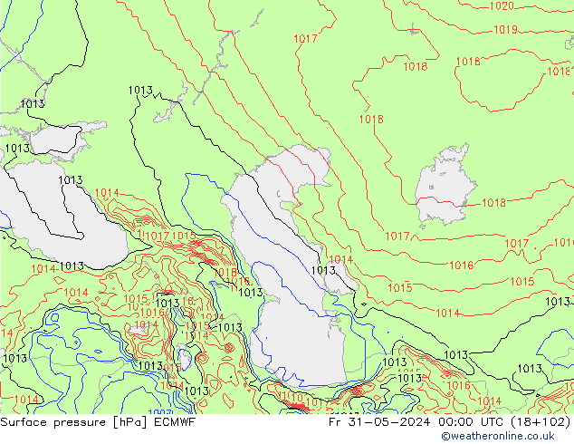 Pressione al suolo ECMWF ven 31.05.2024 00 UTC