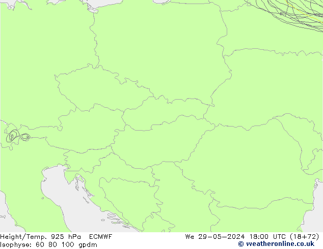 Géop./Temp. 925 hPa ECMWF mer 29.05.2024 18 UTC