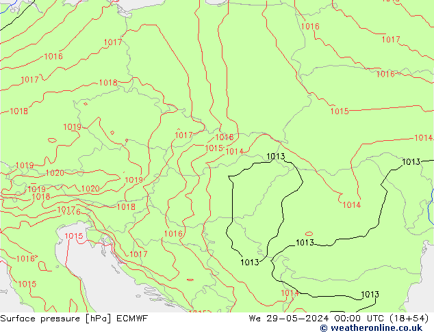 Surface pressure ECMWF We 29.05.2024 00 UTC