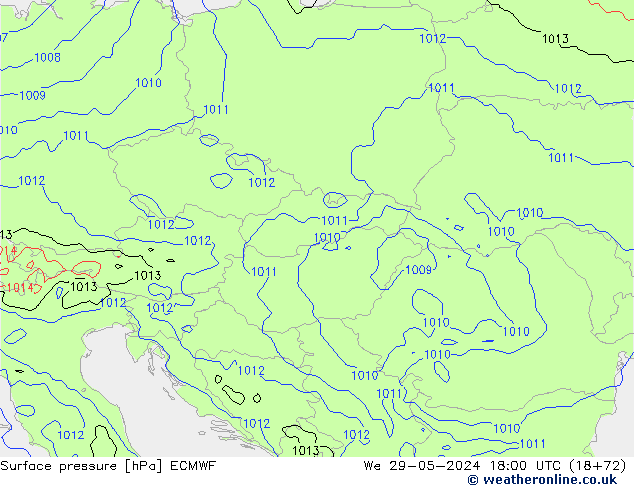 Surface pressure ECMWF We 29.05.2024 18 UTC