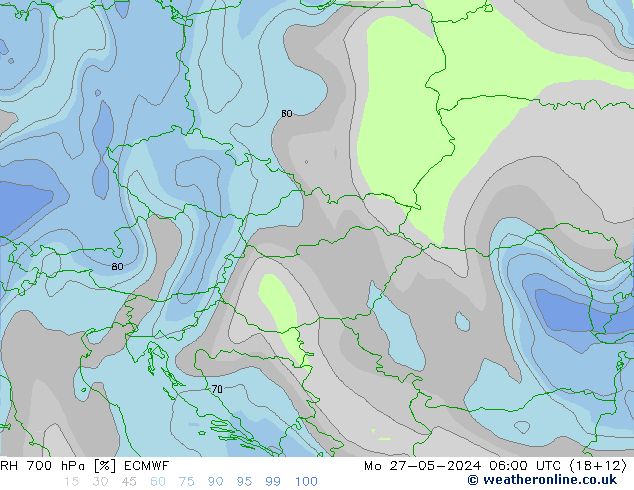 RH 700 hPa ECMWF Mo 27.05.2024 06 UTC