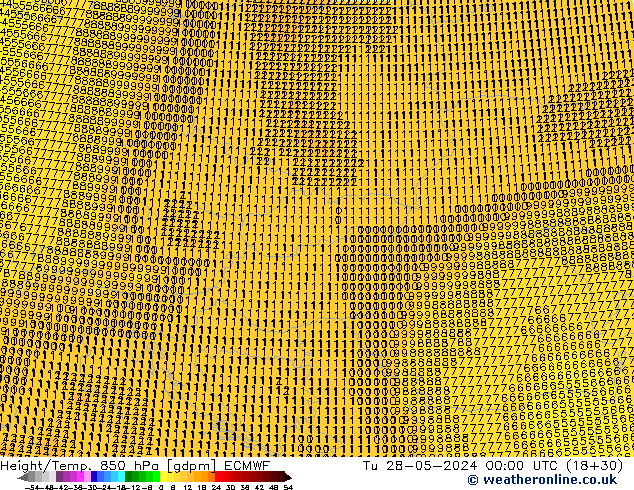 Height/Temp. 850 гПа ECMWF вт 28.05.2024 00 UTC