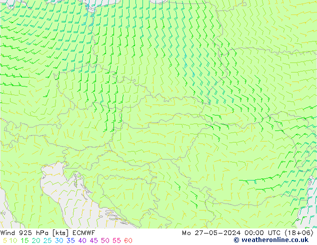 Rüzgar 925 hPa ECMWF Pzt 27.05.2024 00 UTC