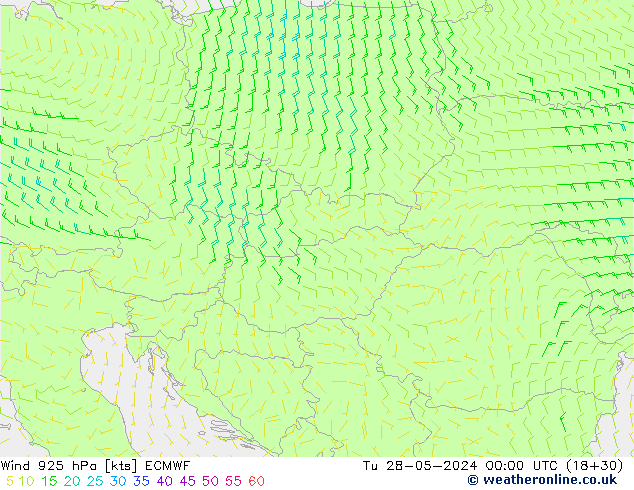 ветер 925 гПа ECMWF вт 28.05.2024 00 UTC