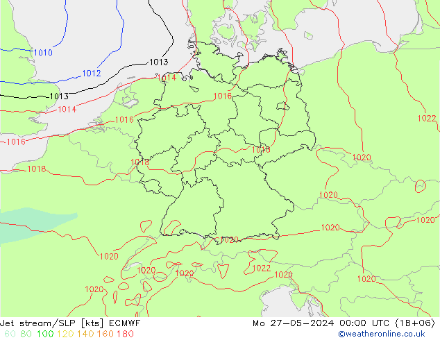 Jet stream ECMWF Seg 27.05.2024 00 UTC