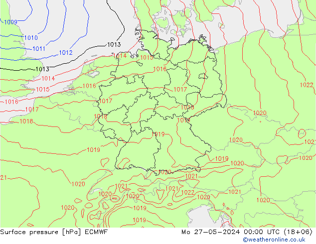 Surface pressure ECMWF Mo 27.05.2024 00 UTC