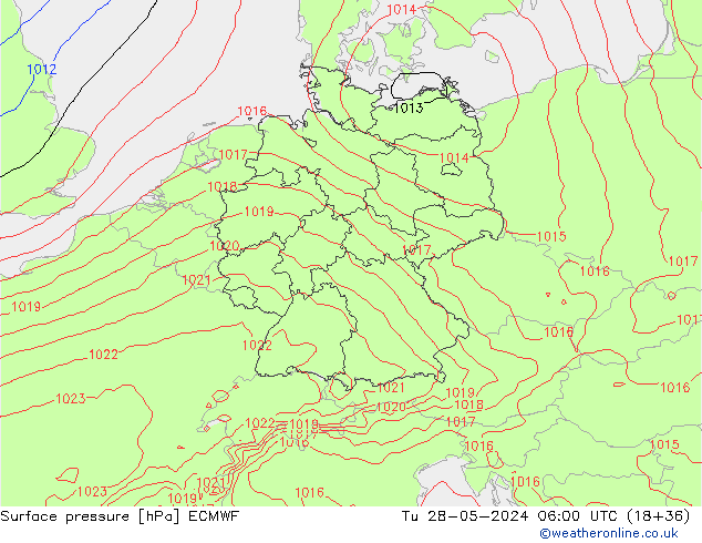 Surface pressure ECMWF Tu 28.05.2024 06 UTC