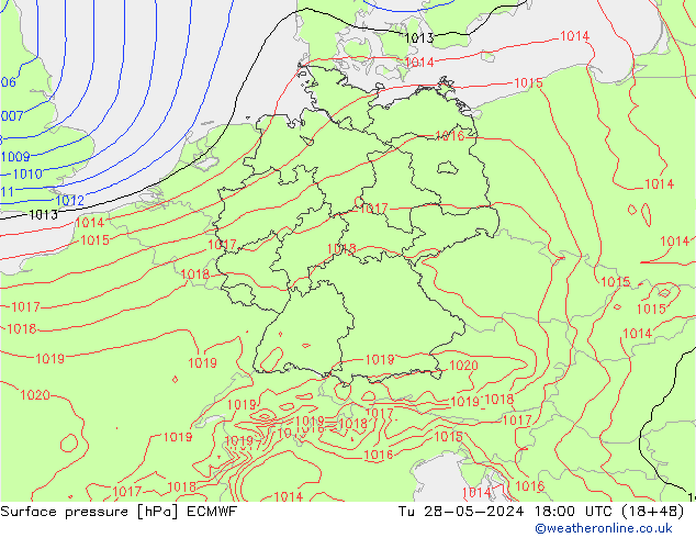 Surface pressure ECMWF Tu 28.05.2024 18 UTC