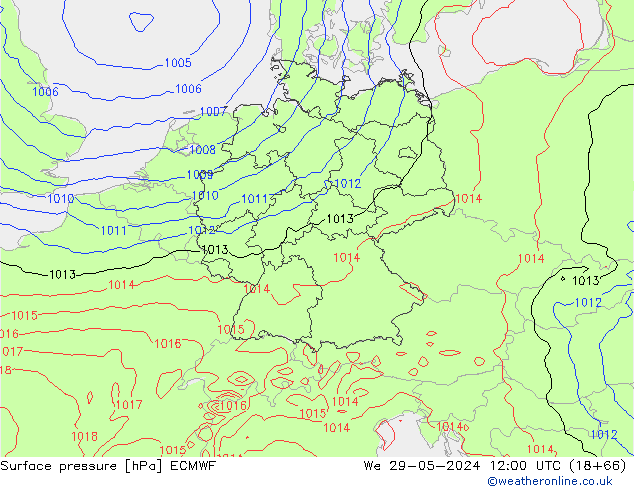 Surface pressure ECMWF We 29.05.2024 12 UTC