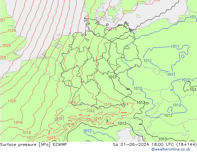 Atmosférický tlak ECMWF So 01.06.2024 18 UTC