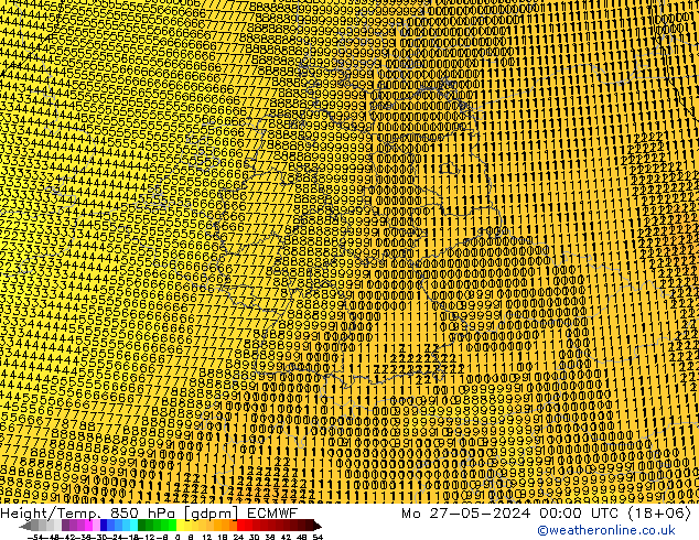 Height/Temp. 850 hPa ECMWF Mo 27.05.2024 00 UTC