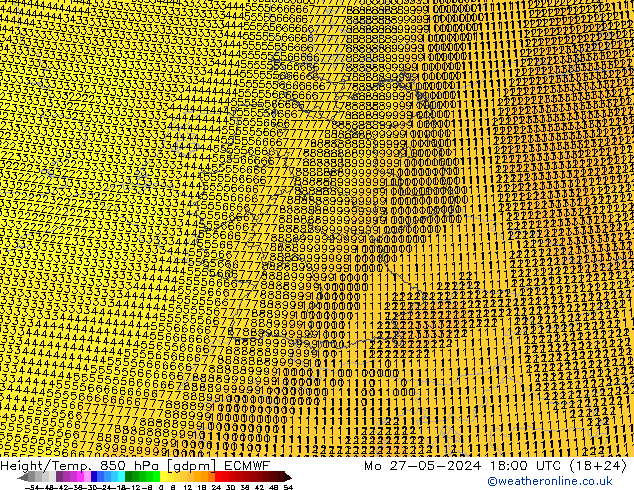 Height/Temp. 850 hPa ECMWF Mo 27.05.2024 18 UTC