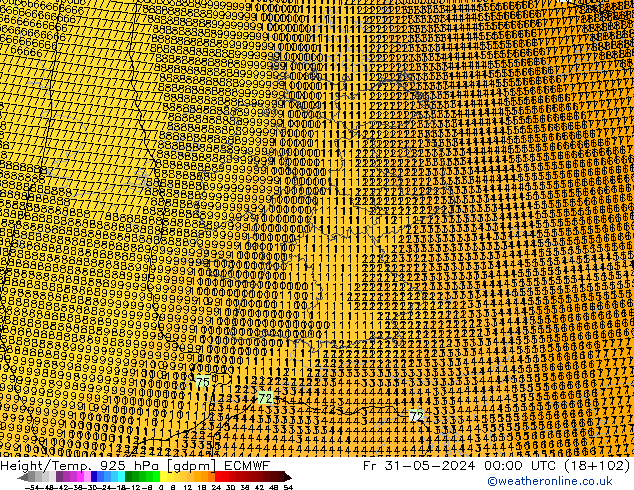 Height/Temp. 925 hPa ECMWF Fr 31.05.2024 00 UTC