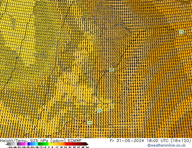 Geop./Temp. 925 hPa ECMWF vie 31.05.2024 18 UTC