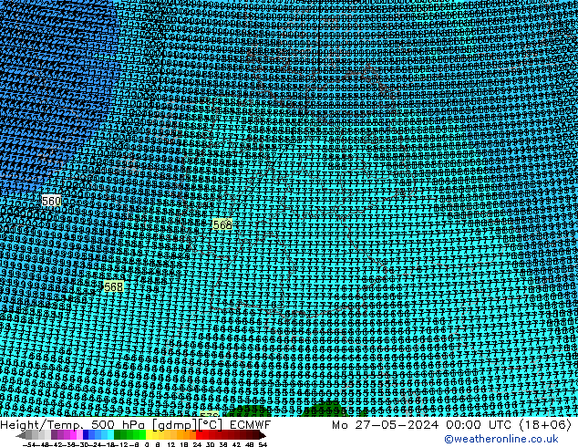 Height/Temp. 500 hPa ECMWF Seg 27.05.2024 00 UTC