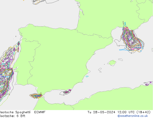 Isotachen Spaghetti ECMWF di 28.05.2024 12 UTC