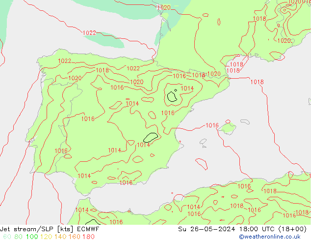 Straalstroom/SLP ECMWF zo 26.05.2024 18 UTC