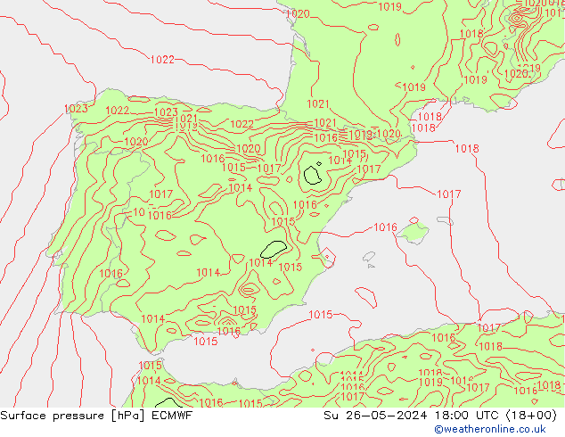 Surface pressure ECMWF Su 26.05.2024 18 UTC