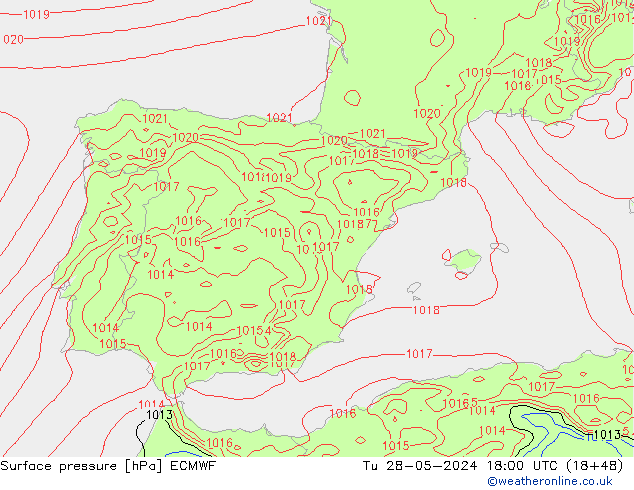 Surface pressure ECMWF Tu 28.05.2024 18 UTC