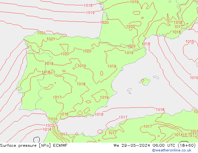 Pressione al suolo ECMWF mer 29.05.2024 06 UTC