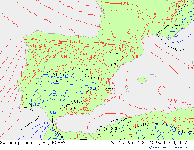 pression de l'air ECMWF mer 29.05.2024 18 UTC