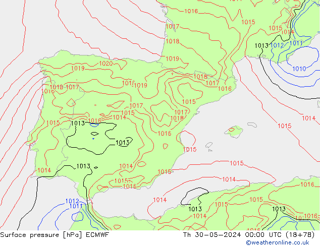 приземное давление ECMWF чт 30.05.2024 00 UTC