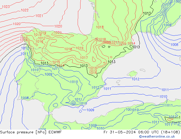 Yer basıncı ECMWF Cu 31.05.2024 06 UTC