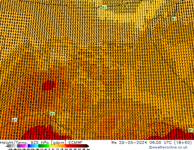 Height/Temp. 925 hPa ECMWF St 29.05.2024 06 UTC