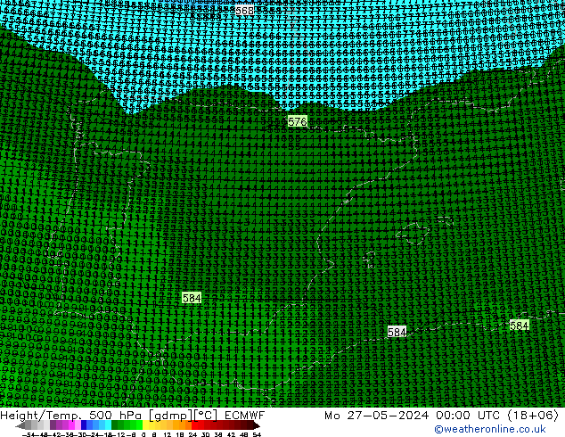 Height/Temp. 500 hPa ECMWF Mo 27.05.2024 00 UTC