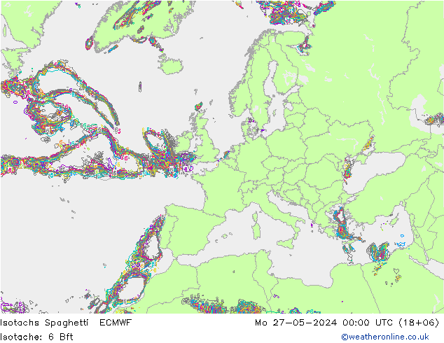 Isotachs Spaghetti ECMWF lun 27.05.2024 00 UTC