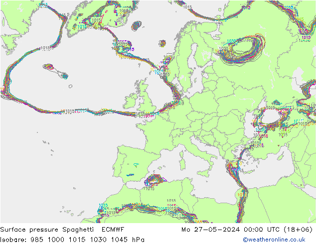 Surface pressure Spaghetti ECMWF Mo 27.05.2024 00 UTC