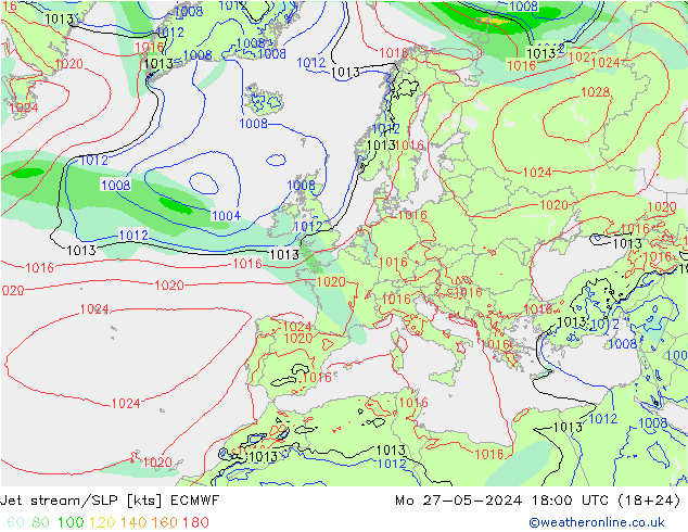 Polarjet/Bodendruck ECMWF Mo 27.05.2024 18 UTC